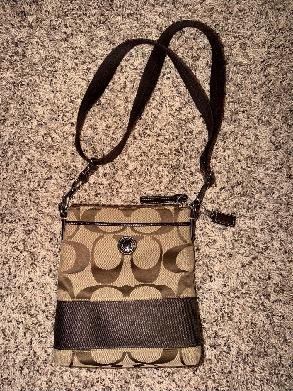 Coach Brown/Tan Signature Crossbody Bag